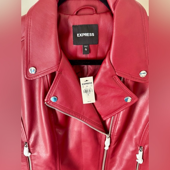 NEW WITH TAGS Express Faux Vegan Leather Moto Jacket - Picture 3 of 4